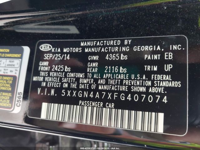5XXGN4A7XFG407074 KIA OPTIMA EX