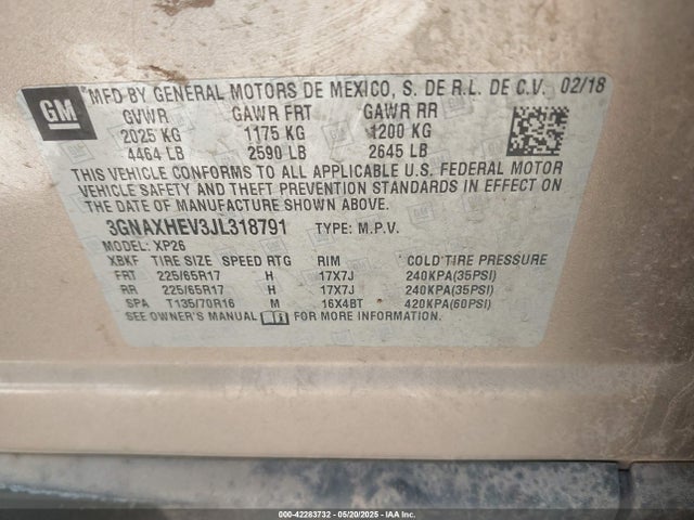 3GNAXHEV3JL318791 Chevrolet EQUINOX LS