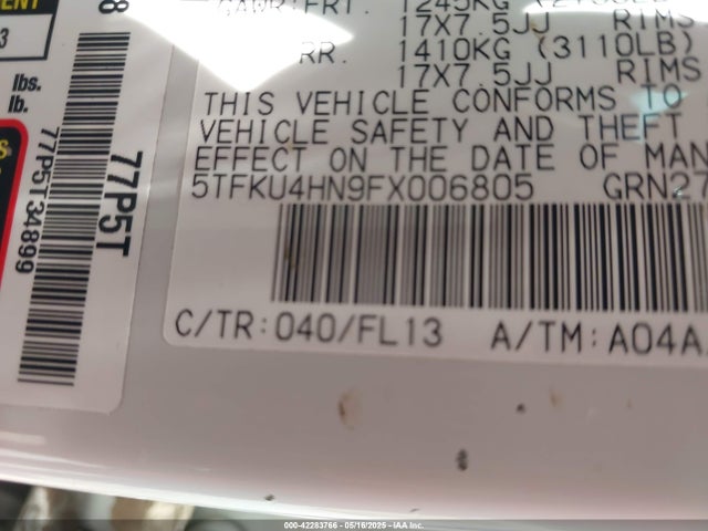 5TFKU4HN9FX006805 Toyota 1gr-fe