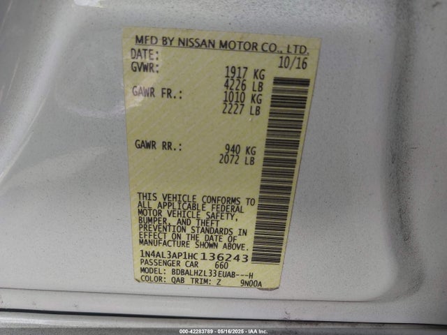 Nissan 2017 2017 1N4AL3AP1HC136243 Image 9