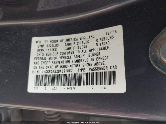 1HGCR2E5XGA091867 Honda Accord Sport