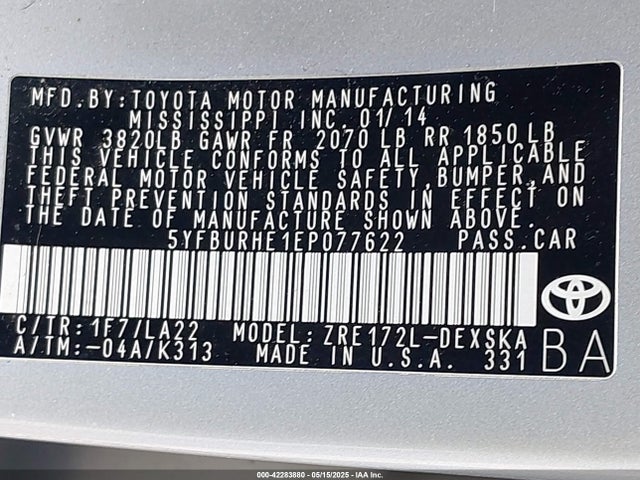 Toyota Corolla S Premium 2014 5YFBURHE1EP077622 Image 9