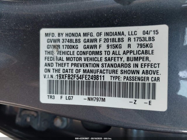 Honda Civic Lx 2015 19XFB2F54FE249811 Image 9
