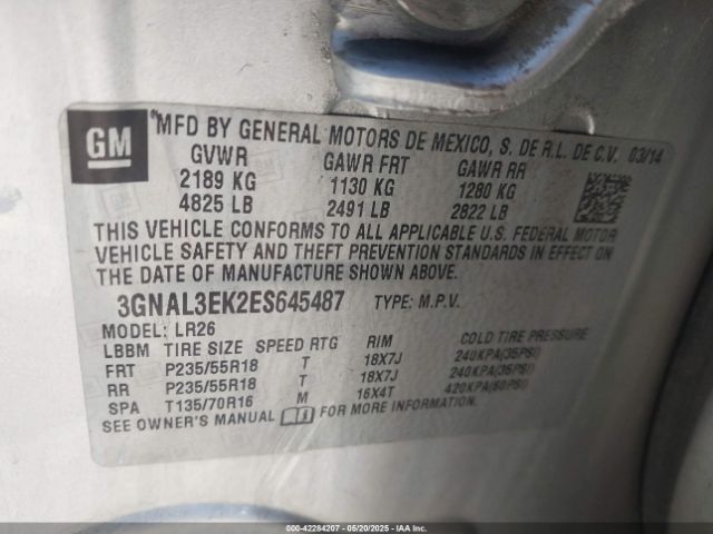 3GNAL3EK2ES645487 Chevrolet Captiva Sport Lt