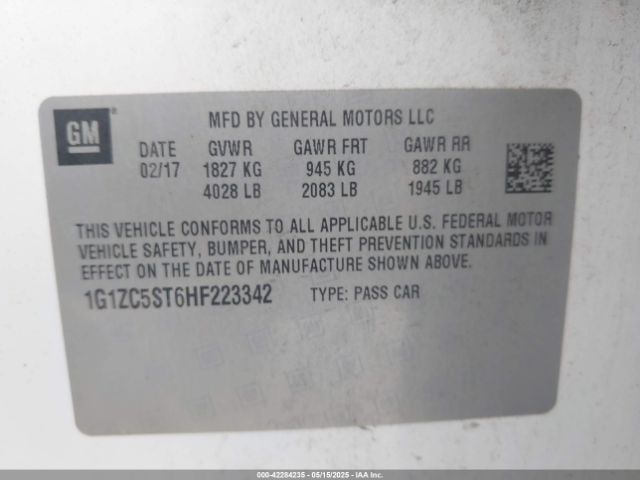 1G1ZC5ST6HF223342 Chevrolet Malibu 1fl