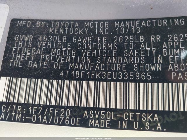 4T1BF1FK3EU335965 Toyota CAMRY SE