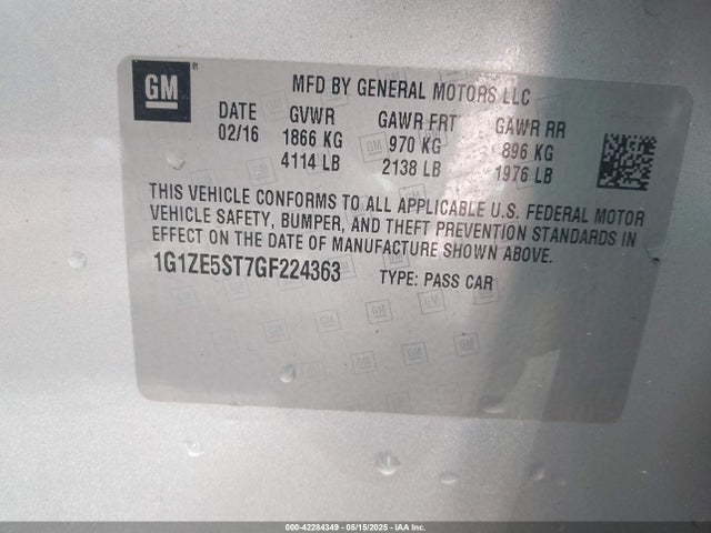 1G1ZE5ST7GF224363 Chevrolet MALIBU 1LT