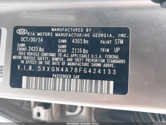 5XXGN4A78FG424133 KIA OPTIMA EX