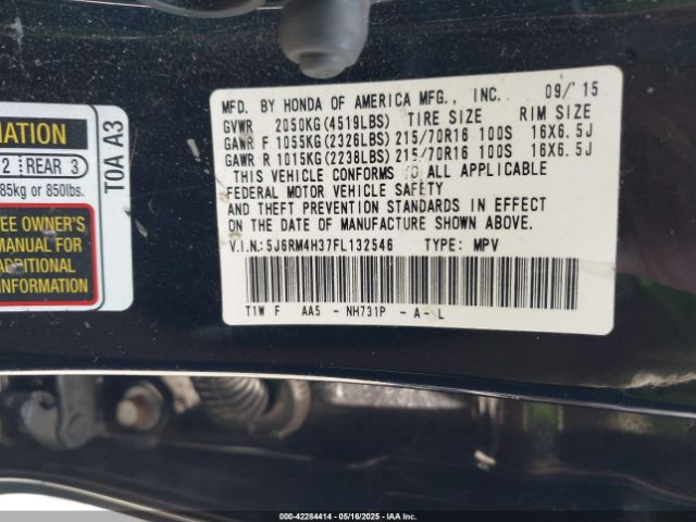 5J6RM4H37FL132546 Honda CR-V LX