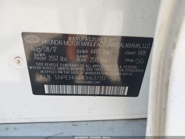 2018 HYUNDAI SONATA 5NPE34AF4JH637131 Photo 8
