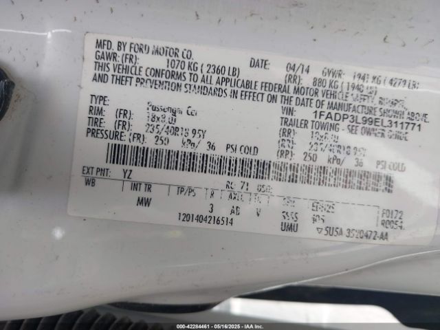 1FADP3L99EL311771 Ford FOCUS ST