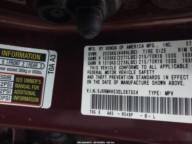 5J6RM4H33EL097504 Honda CR-V LX