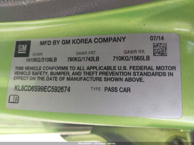 KL8CD6S99EC592674 Chevrolet Spark 1lt Auto