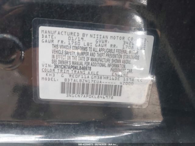 2019 NISSAN VERSA 3N1CN7AP0KL846978 Photo 8