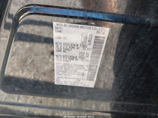 5N1AR2MN6GC650242 Nissan Pathfinder Sl
