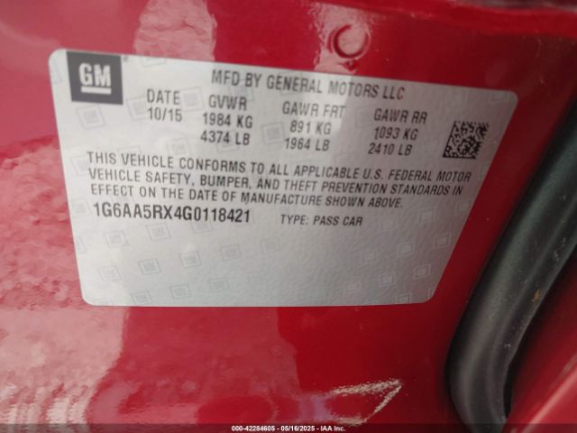 1G6AA5RX4G0118421 Cadillac Ats Standard