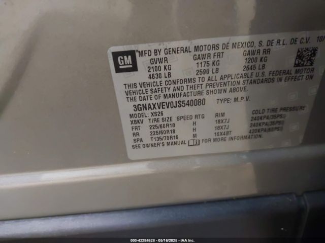 3GNAXVEV0JS540080 Chevrolet Equinox Premier