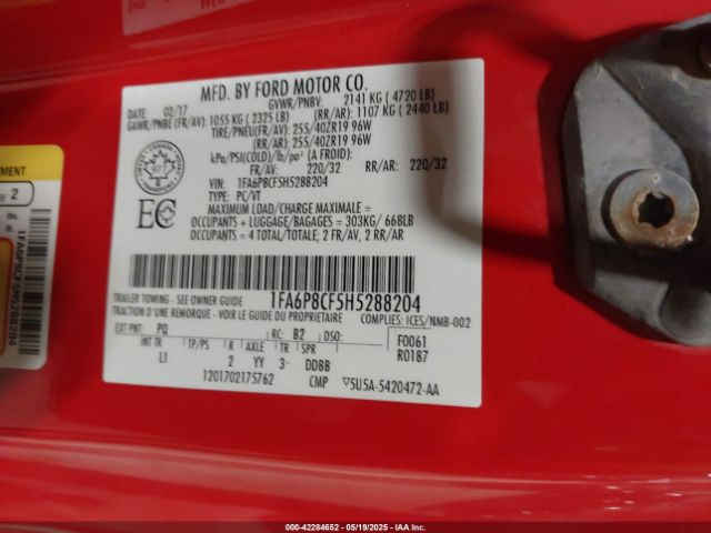 1FA6P8CF5H5288204 Ford Mustang Gt Premium
