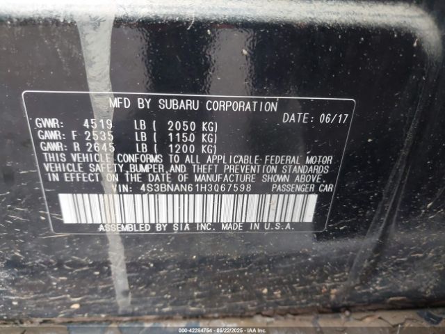4S3BNAN61H3067598 Subaru Legacy 2.5i Limited