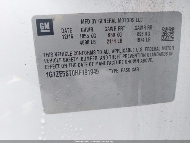 1G1ZE5ST0HF191949 Chevrolet MALIBU 1LT