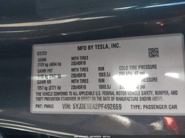 2023 TESLA MODEL 3 5YJ3E1EA2PF492659 Photo 8