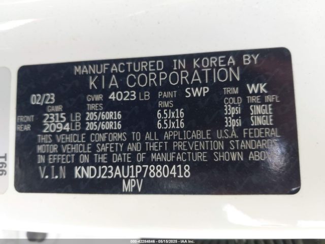 KNDJ23AU1P7880418 KIA SOUL LX