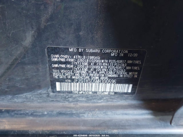 Subaru na 2021 JF2GTHSC6MH300596 Image 9