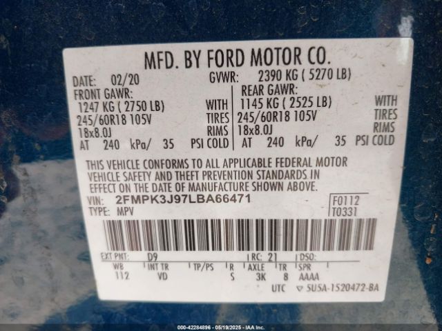 2020 FORD EDGE 2FMPK3J97LBA66471 Photo 8