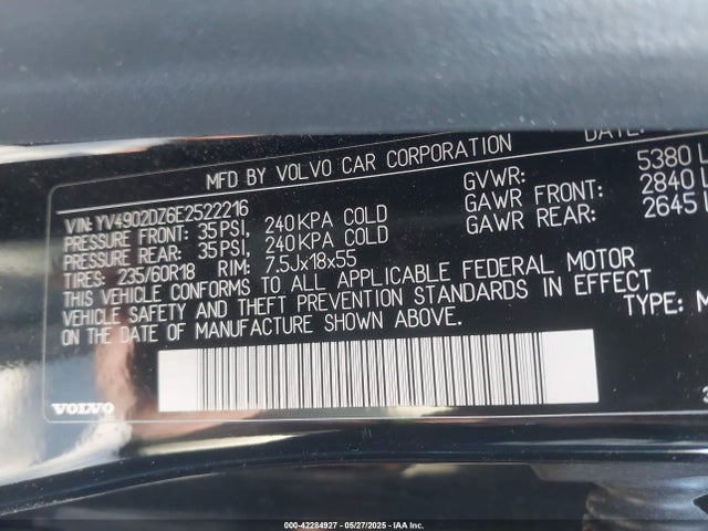 YV4902DZ6E2522216 Volvo Xc60 T6 R-design