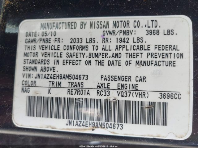 2010 NISSAN 370Z JN1AZ4EH9AM504673 Photo 8