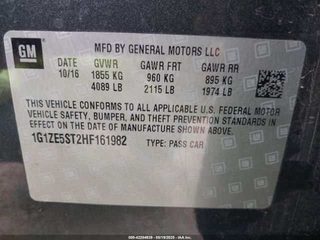 1G1ZE5ST2HF161982 Chevrolet MALIBU 1LT