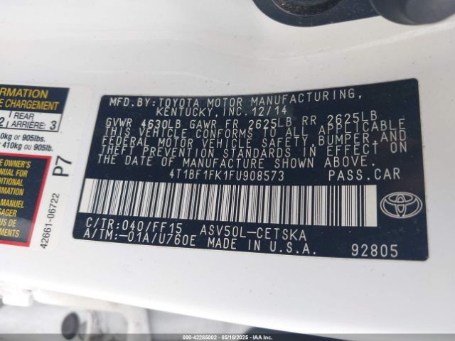 4T1BF1FK1FU908573 Toyota CAMRY SE