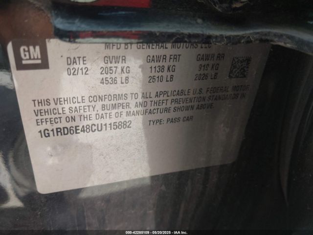 2012 CHEVROLET VOLT 1G1RD6E48CU115882 Photo 8