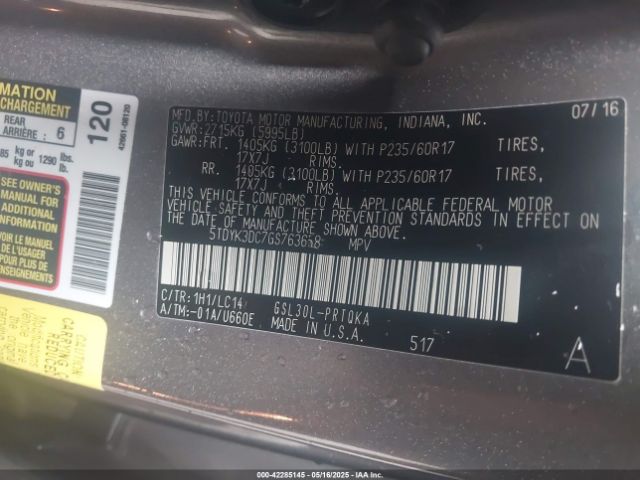 2016 TOYOTA SIENNA 5TDYK3DC7GS763658 Photo 8