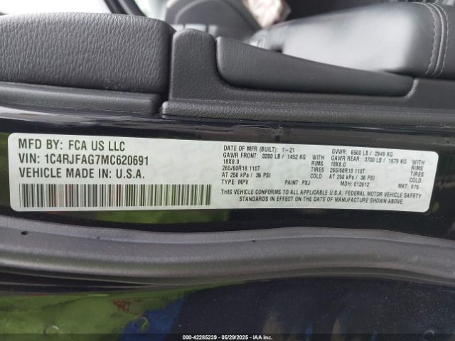 2021 JEEP GRAND CHEROKEE 1C4RJFAG7MC620691 Photo 8