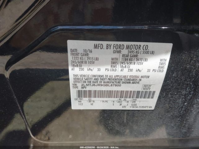 2LMTJ6JR9GBL87800 Lincoln Mkx Premiere