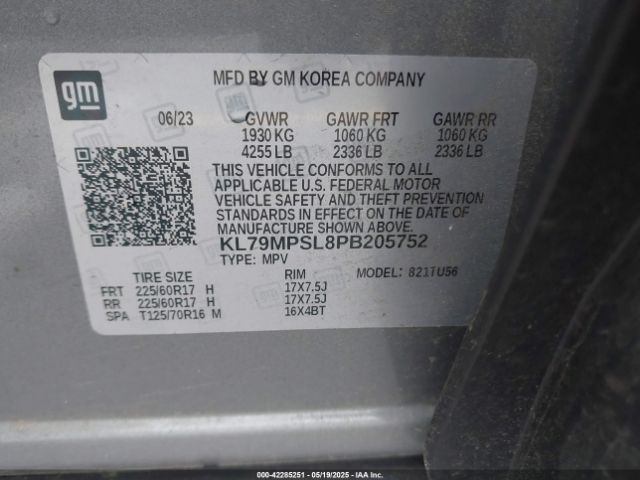 KL79MPSL8PB205752 Chevrolet Trailblazer Fwd Lt