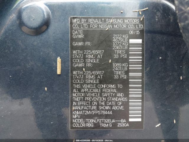 KNMAT2MV1FP578444 Nissan ROGUE S