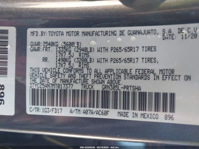 3TYCZ5AN7MT017377 Toyota Tacoma Trd Sport