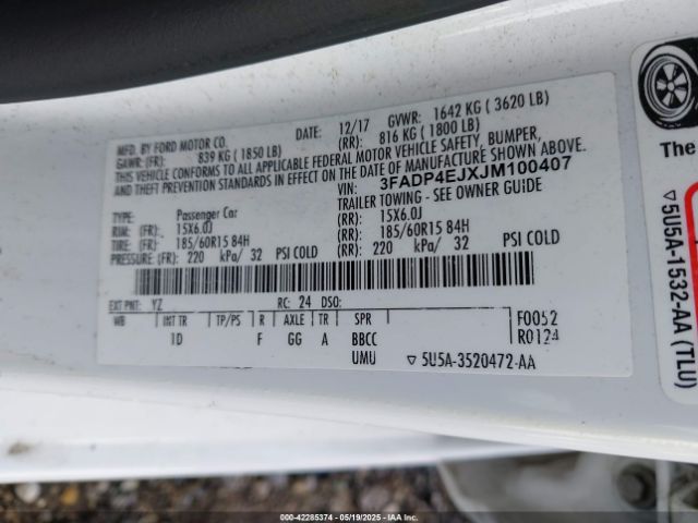 2018 FORD FIESTA 3FADP4EJXJM100407 Photo 8