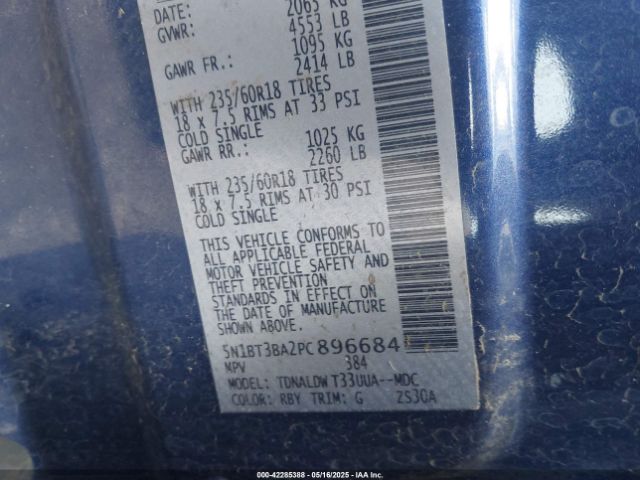 5N1BT3BA2PC896684 Nissan Rogue Sv Fwd