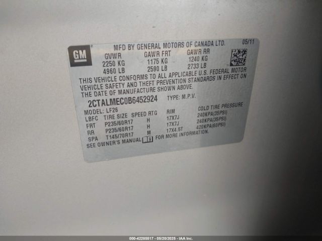 2011 GMC TERRAIN 2CTALMEC0B6452924 Photo 8