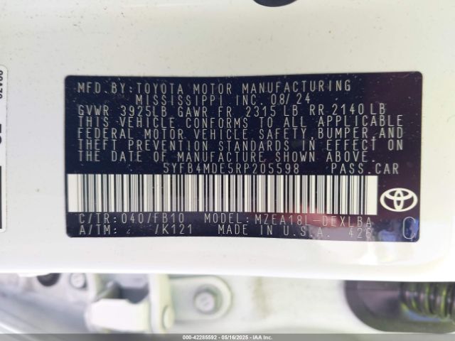 2024 TOYOTA COROLLA 5YFB4MDE5RP205598 Photo 8