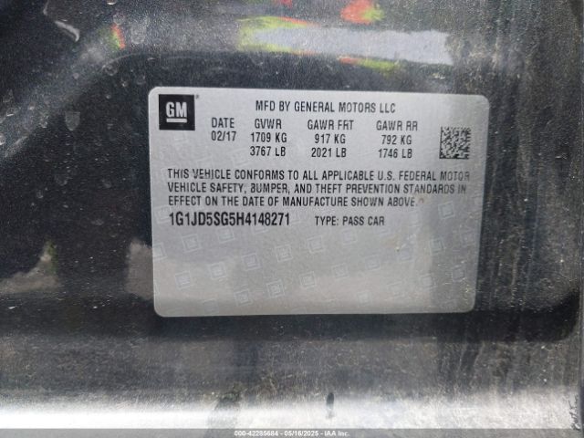 1G1JD5SG5H4148271 Chevrolet Sonic Lt Auto