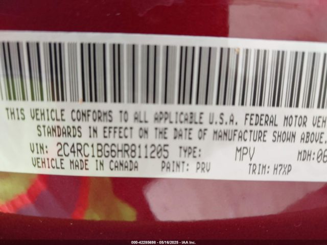 2C4RC1BG6HR811205 Chrysler Pacifica Touring Plus