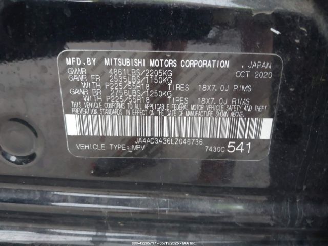 2020 MITSUBISHI OUTLANDER JA4AD3A36LZ046736 Photo 8