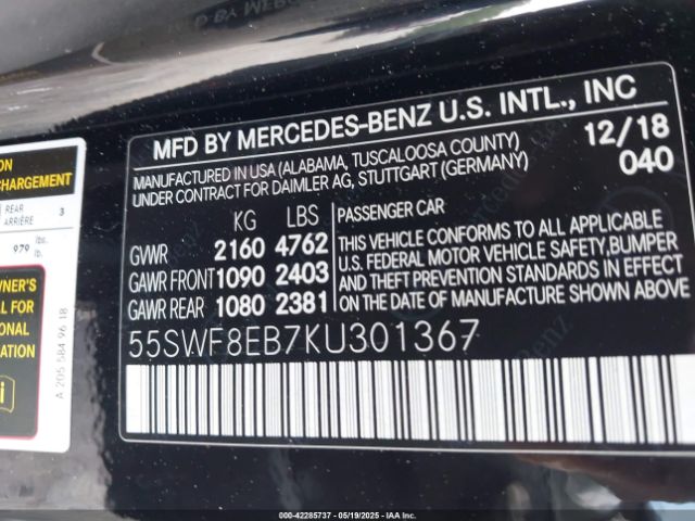 2019 MERCEDES-BENZ C 300 55SWF8EB7KU301367 Photo 8