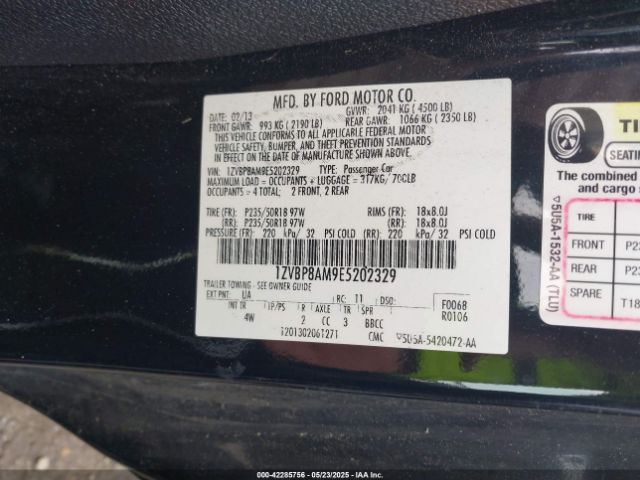 1ZVBP8AM9E5202329 Ford Mustang V6 Premium