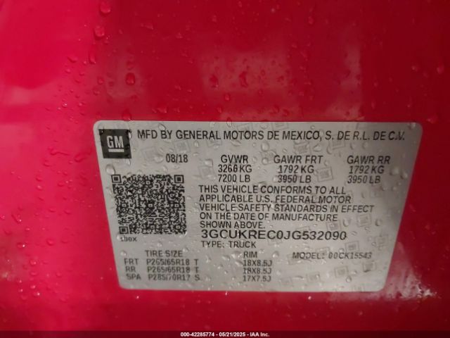 2018 CHEVROLET SILVERADO 1500 3GCUKREC0JG532090 Photo 8