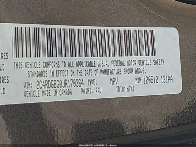 2018 DODGE GRAND CARAVAN 2C4RDGBG0JR170364 Photo 8